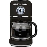 Nostalgia Classic Retro 10 Cup Coffee Maker, Black | One-Touch Drip Brew, Reusable Filter - Anti-Drip, Auto Shutoff, &amp; Time Display - Dishwasher Safe 50 oz Carafe