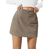 Wenrine Womens Corduroy Mini Skirt High Waisted Basic Casual A-line Short Skirts