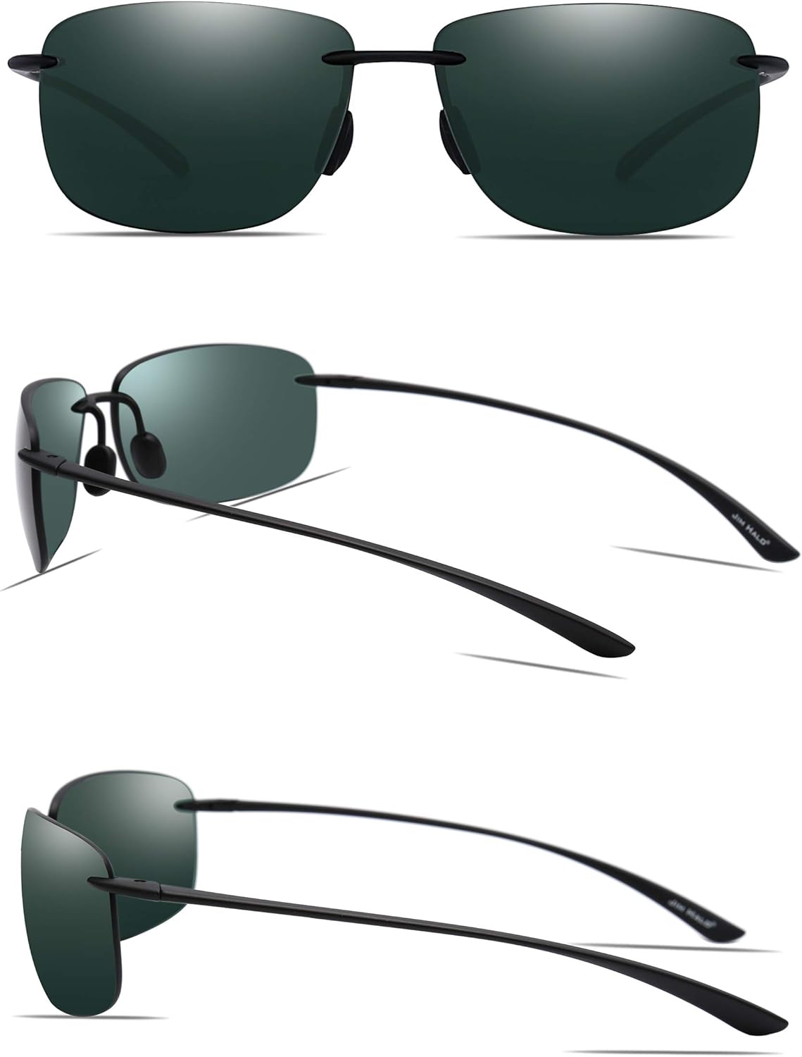 Sport Sunglasses for Men Women TR90 Rimless Unbreakable Frame for Running Fishing Baseball Driving Green - Image 3