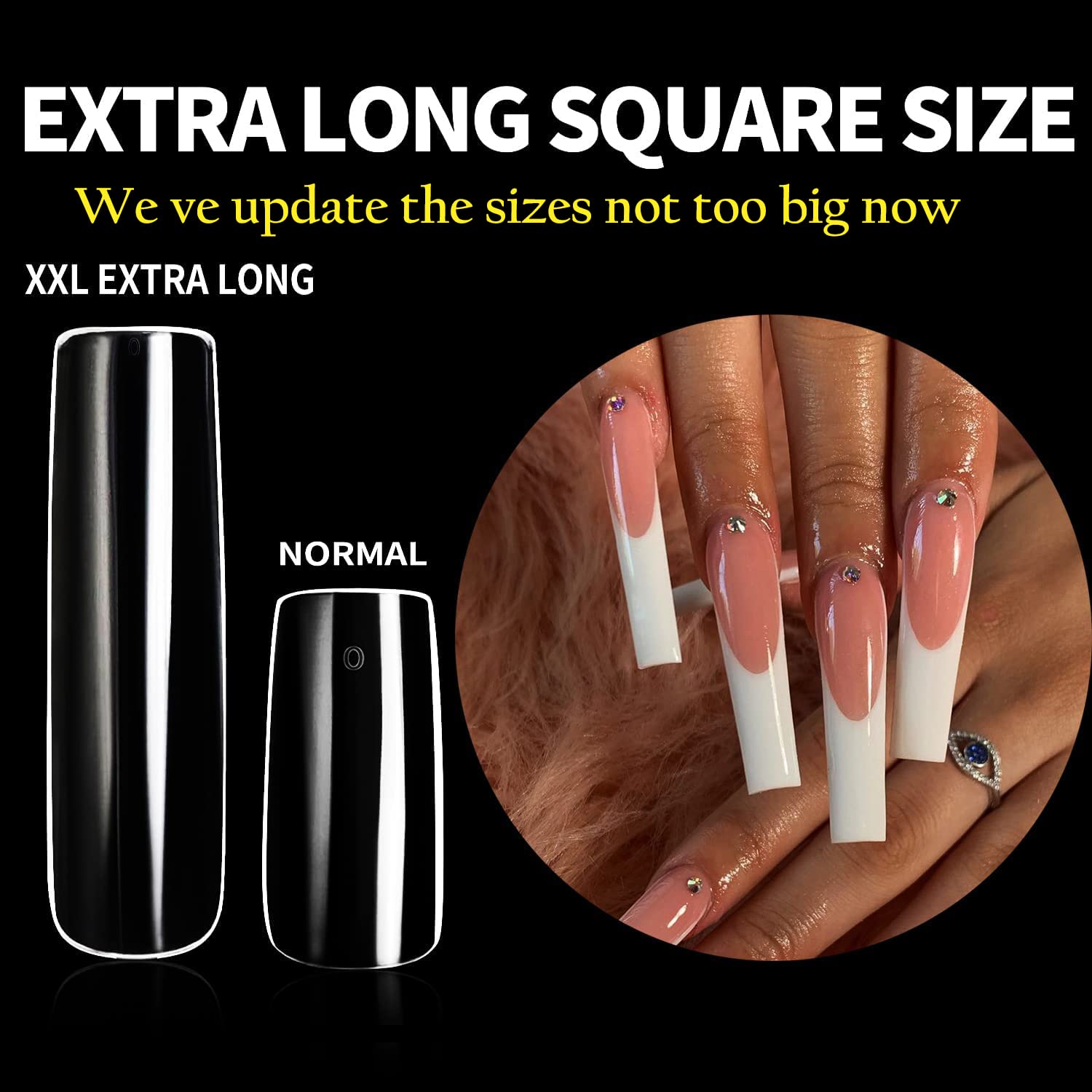 UNA GELLA Full Cover Nail Tips Square Gel Nails 120 PCS No C Curve XXL Extra Long Straight Curved Fake Tapered For Acrylic Salon Home DIY with Box - Image 3