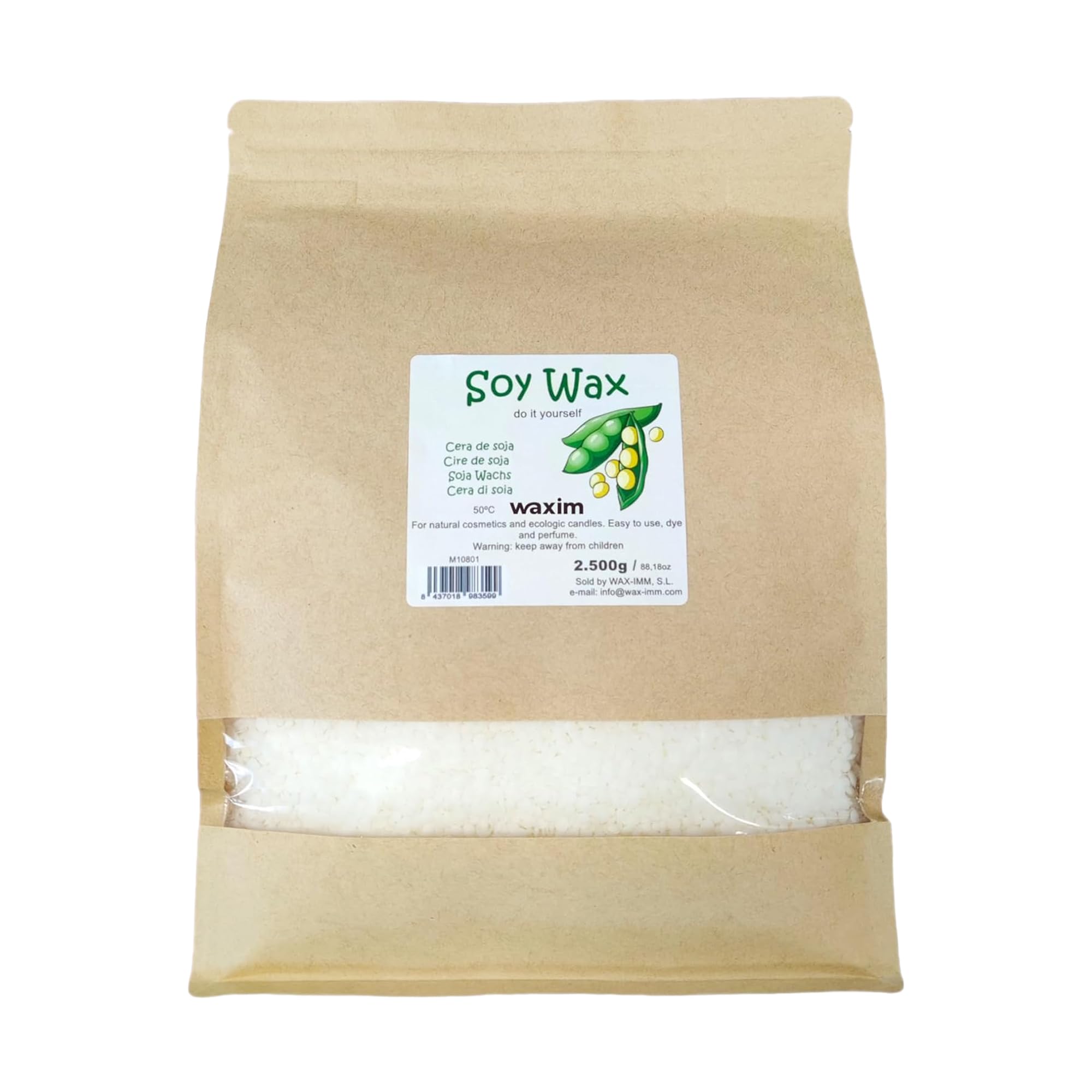 WAXIM Soy Wax Pearls for Candles | Natural Soy Wax, Wax for Making Homemade and Scented Candles 2500g | Plant-Based in Containers | Even Melting, Clean Burning, and Professional DIY Use