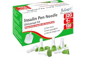 Pro Comfort 32G 4mm (5/32") Insulin Pen Needles, 100 Count Diabetic Needles for Insulin Injections, Universal Fit Compatible with Most Pen Injector Device Super Thin for Diabetes Comfortable Injection