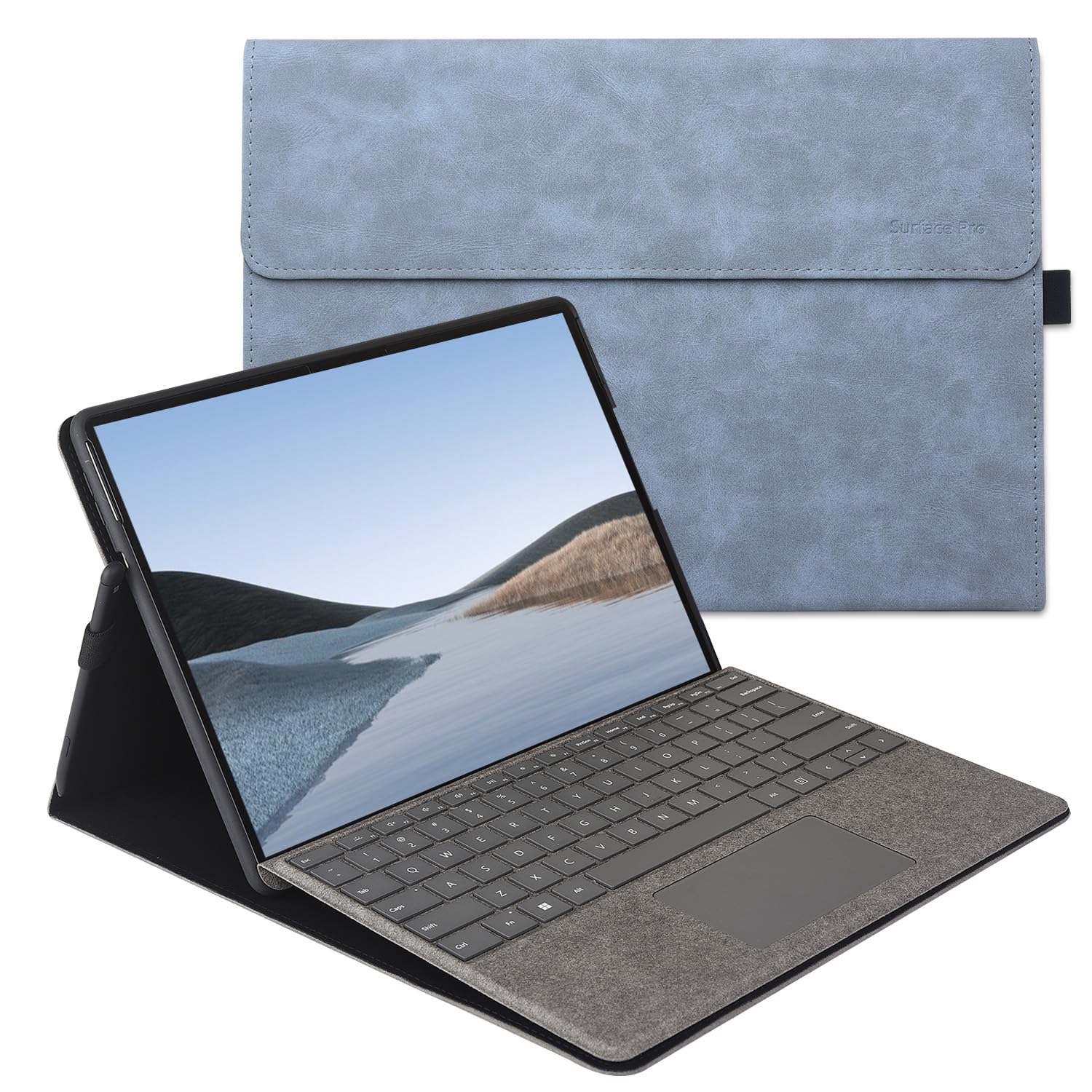 Photo 1 of xisiciao Protective Case for Microsoft Surface Pro 9/10/ 11th Edition AI PC 2024 13" Shell Compatible with Keyboard Cover Ultral Thin & Light Heat Dissipation Design (Light Blue)