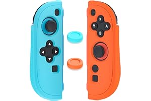 RHOTALL Protective Case for Nintendo Switch 2 joycon Controllers, Soft Anti-Slip Ergonomics Silicone Protective Shell Cover Compatible with Switch 2 joycon Skin with 2 Thumb Grips - Blue Orange