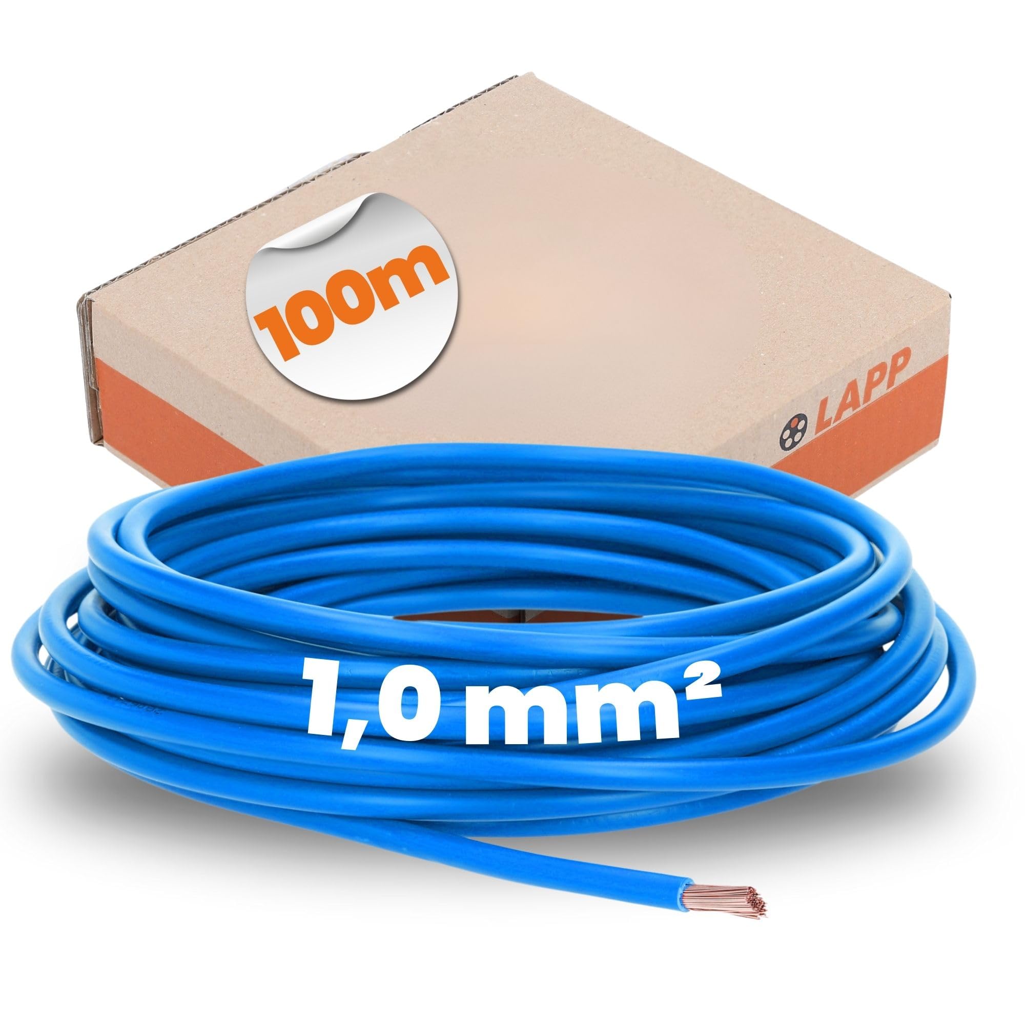 100 m Lapp 4510023 H05V-K 1.0 mm² Blue I Wiring Cable I Flexible Core Cable I PVC Single Core I Strand 1 mm2 I Wiring