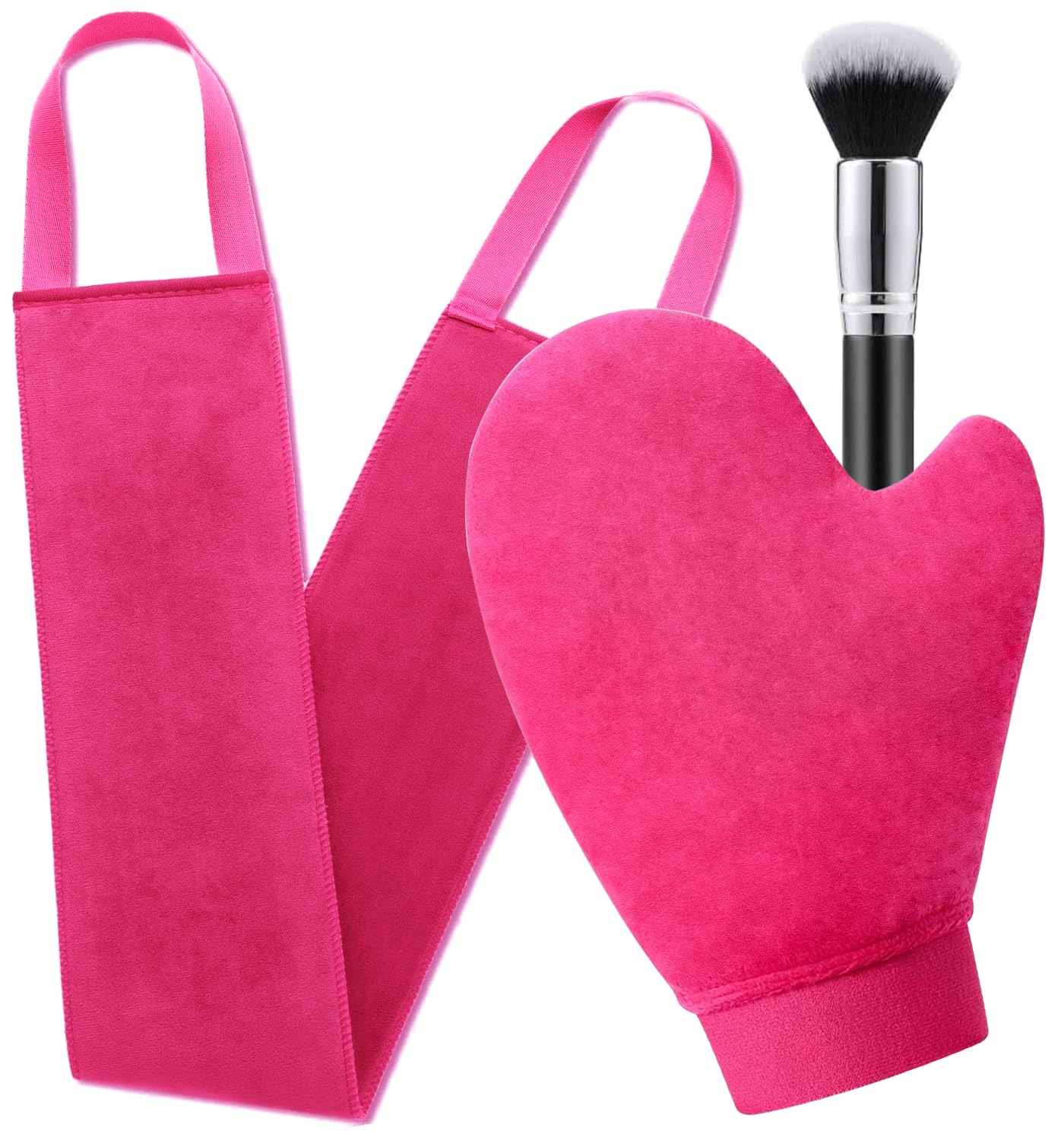 KELILO Tanning Mitt 3 in 1 Kit with Fake Tan Mit, Back tanner Applicator and Tanning Brush, Leakproof-lined Self Tan Mitt Glove, Tanning Gloves, Streakless Lotion Applicator for Back Tanning Mitts