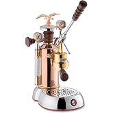 La Pavoni Esperto Edotto 16-Cup Lever Espresso Machine &ndash; Chrome &amp; Copper Finish with Rosewood Handles, 54-Ounce Nickel-Plated Boiler, Dual Frothing Systems &amp; Group Pressure Gauge - Made in Italy