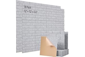 SOUNDSBAY Soundproof Wall Panels Self-adhesive Acoustic Panels 18 Pack Brick Wall Panels Sound Absorbing Panel High Density Sound Dampening Panels for Wall Decoration and Acoustic Treatment 12"×12"×0.4"