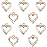 COGCHARGER 10 Pcs Heart Cubic Zirconia Charms Love Heart Charm Pendants Long-Lasting Plated Charm for Jewelry Necklace Bracelet Earring Making Crafts
