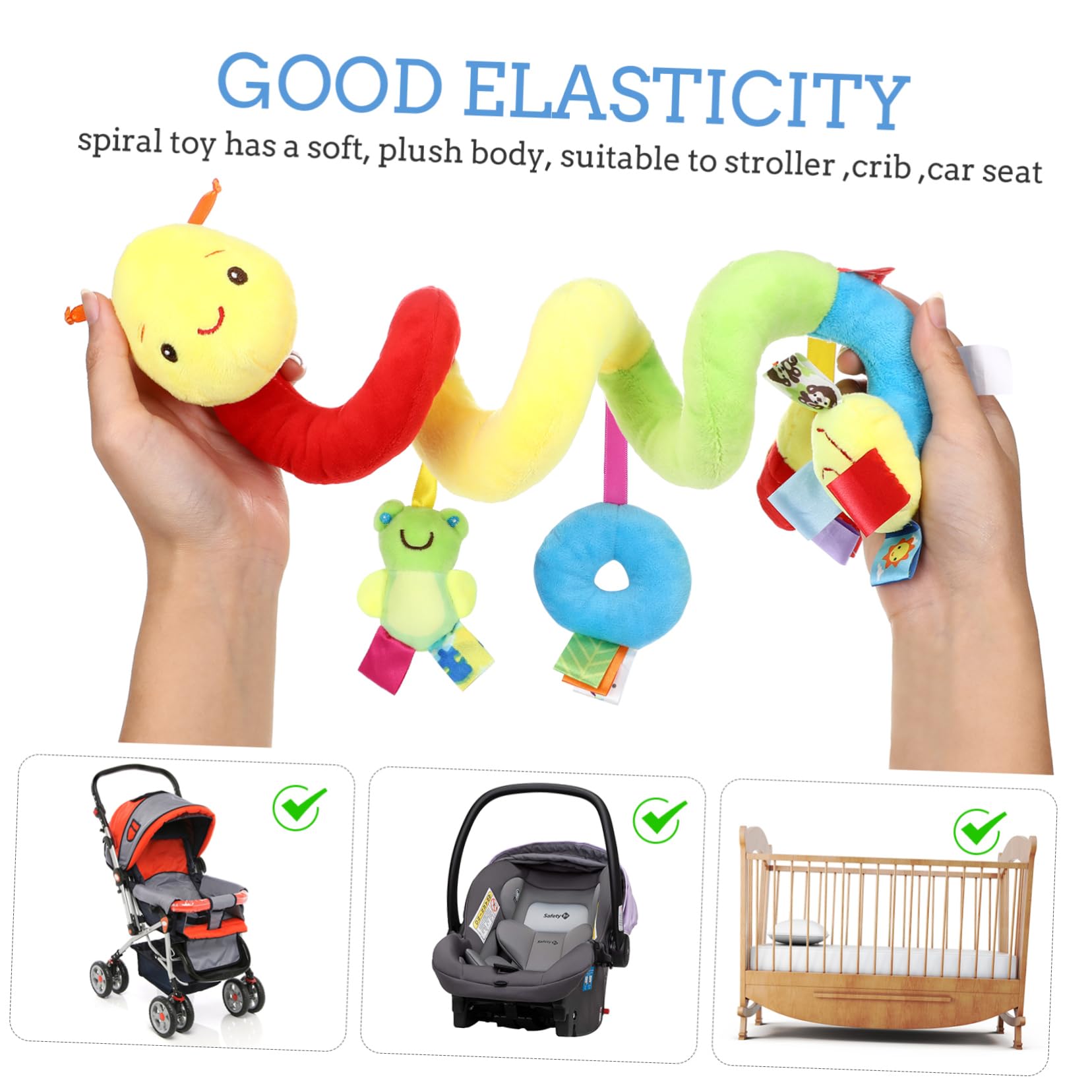 ifundom Car Seat Toys, Toys for Car Seat Crib Mobile Bed Around Rattle Bell Cartoon Insect Stroller Hanging Stuffed Wrap Spiral Safety Plush Toys for Crib Bed Stroller Car Seat Bar