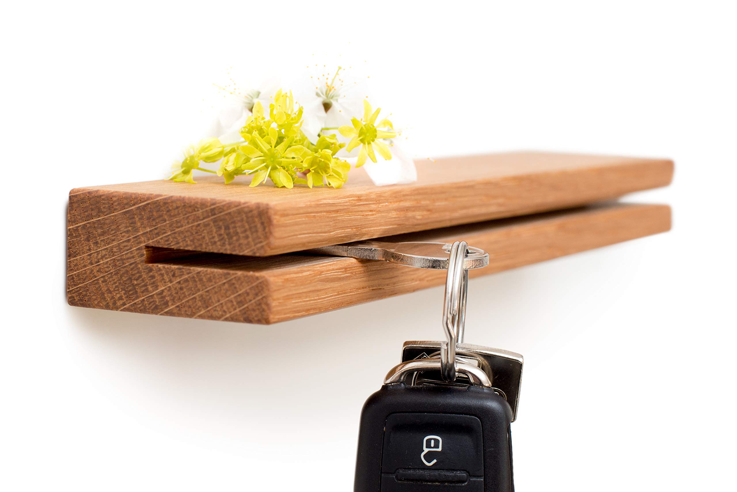 klotzaufklotz Wooden Key Holder Oak Key Rack with Shelf Key Holder Wall