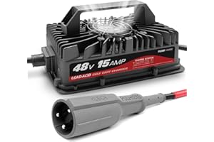 YILEIDE 48 Volt Golf Carts Battery Charger for 15 AMP Club Car, 3-Pin Round Plug