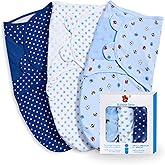 Bubble bear 3 Pack Baby Swaddle 3-6 Months - Infant Adjustable Newborn Swaddles Blanket Baby Girl Boy, Swaddling Wrap Blanket Sleep Sack for Newborn-Blue