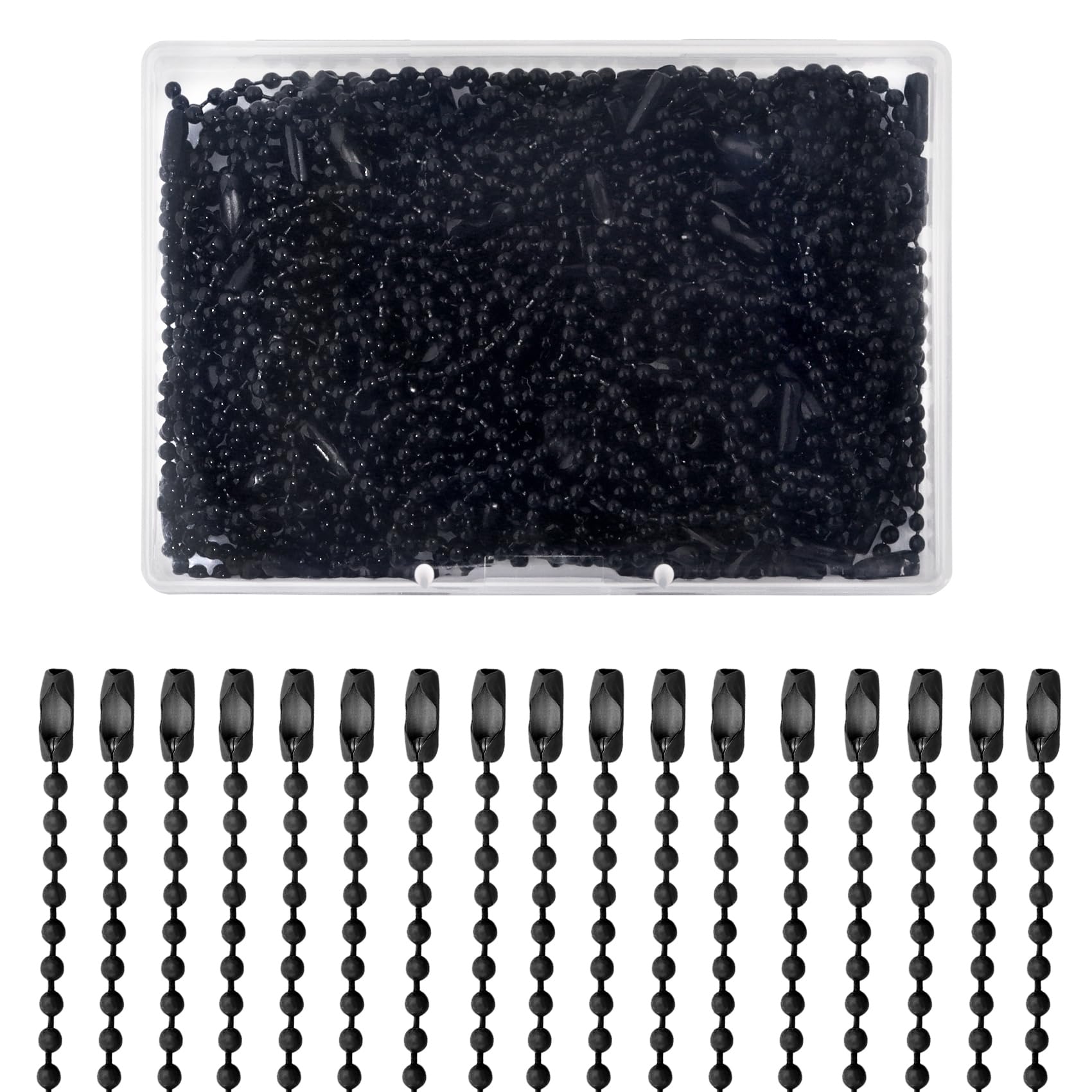 Photo 1 of Lemonkey 100Pcs Ball Beads Chain Bulk - Black Keychain Rings Metal, 4 Inch Dog Tag Small Chain With Connectors for Hanging Decoration