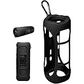 Silicone Cover Skin for JBL Flip 6 Portable Bluetooth Speaker by Alltravel, Portable Full Protection Solution, Customized Skin with Color and Shape Matching (Black)
