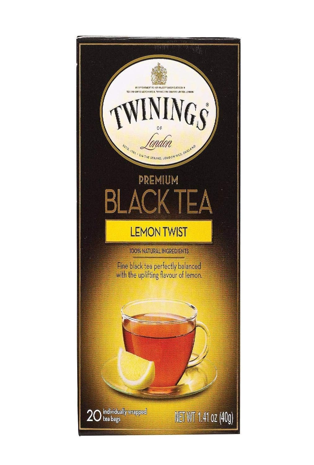 Premium Black Tea, Lemon Twist, 20 Tea Bags, 1.41 oz (40 g) Amazon.co