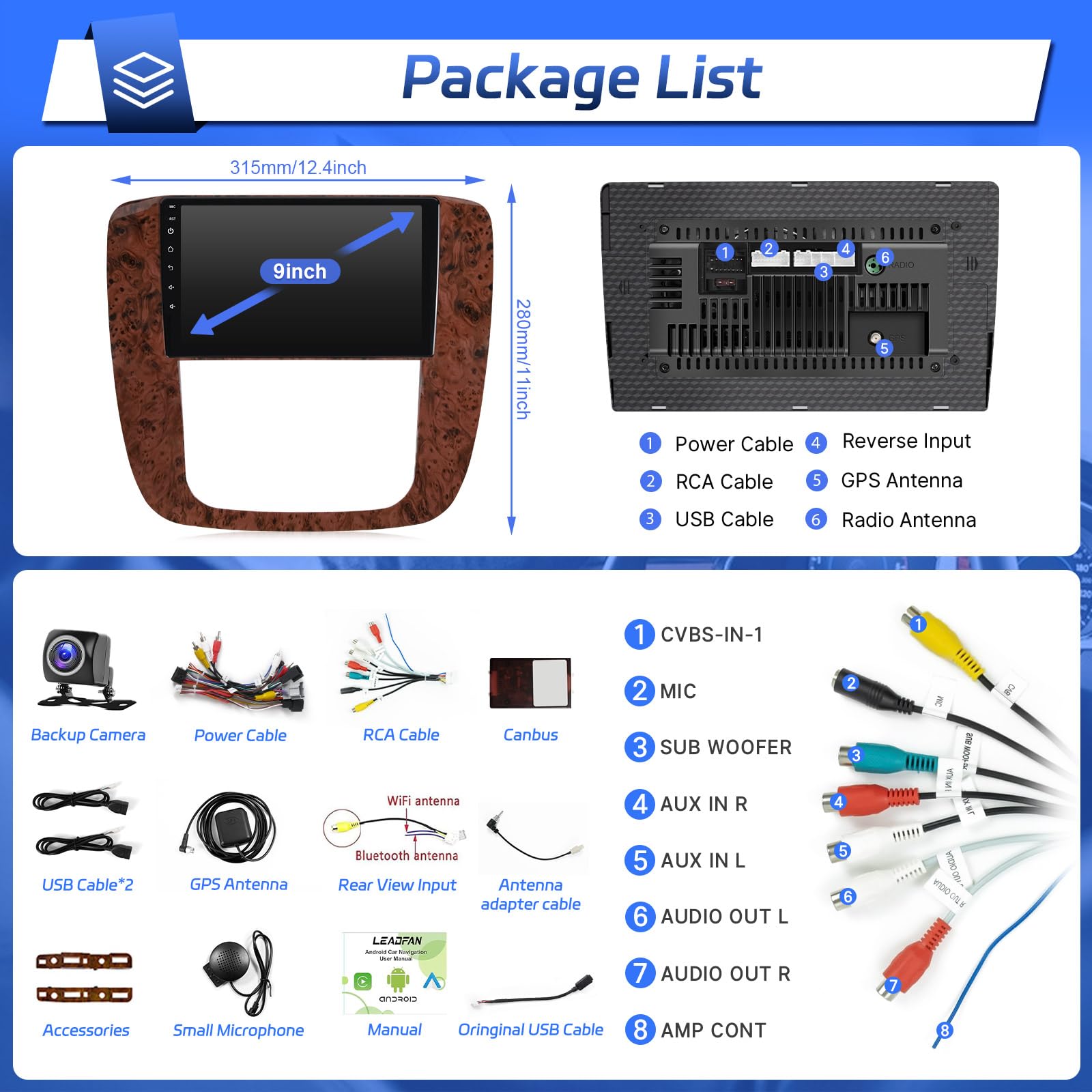 Car Radio for Chevrolet Chevy Silverado Tahoe Suburban GMC Yukon 2007 2008 2009 2010 2011 2012 Stereo with Wireless Carplay Android Auto - 9
