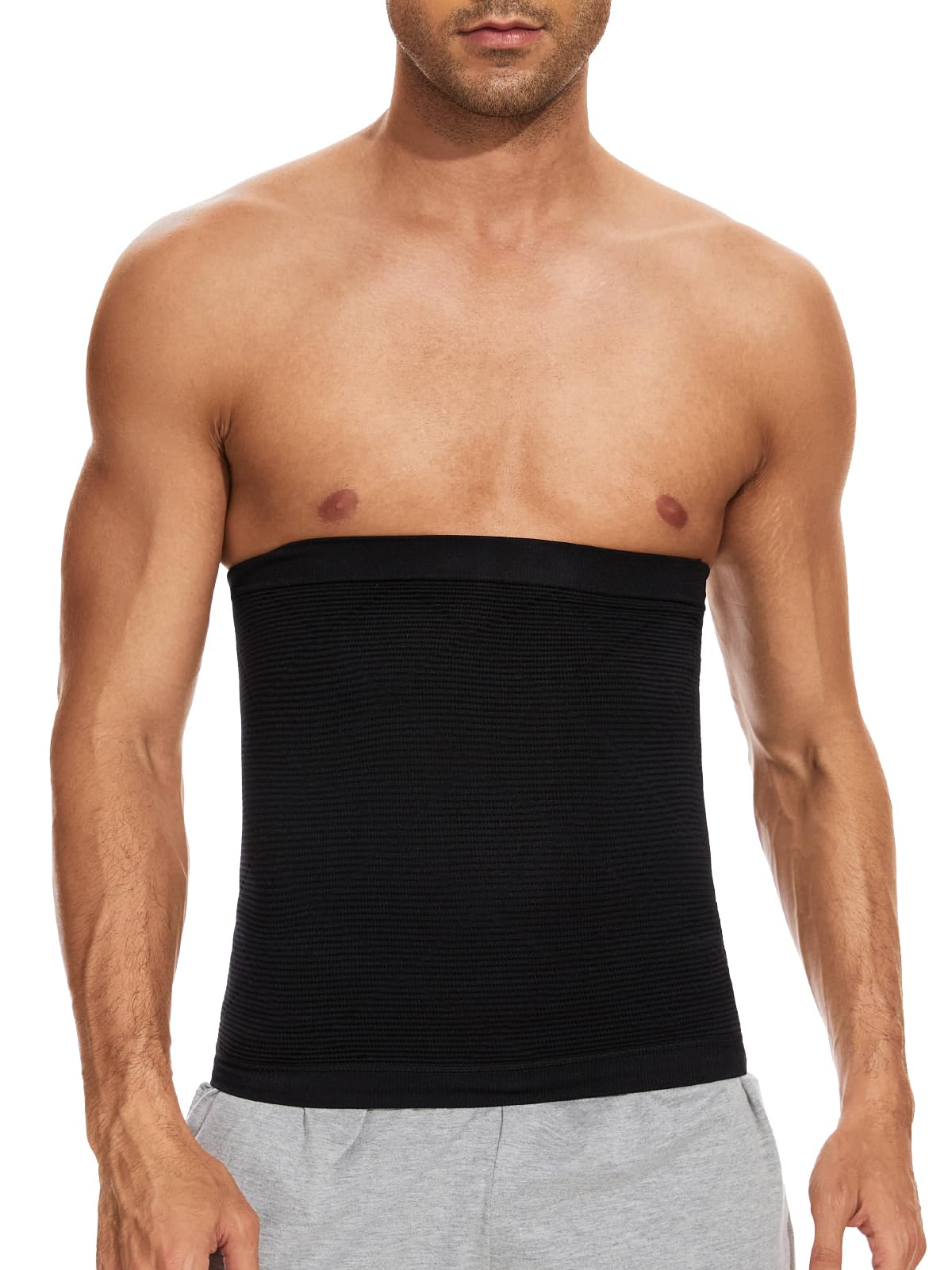 SLIMBELLE Men Belly Trainer Waist Slimming Belt Shaper Weight Control Belly Corset Abdomen Trimmer Band for Male Tummy Control Belt for Fitness Black-02 S