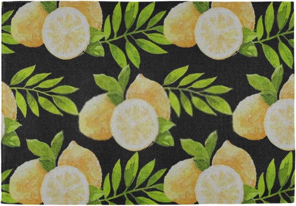 Placemats Set of 4 for Dining Table Washable Lemons Set