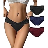 Avidlove Womens Underwear Cotton Panties Cheeky Bikini Underpanties Lace Stretch Hipster Briefs