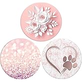 FCVHEDS Foldable Phone Stand Swivel Grips Phone Holder Handle Tablet(3 Pack) - White Rose Gold Geometric Pink Marble