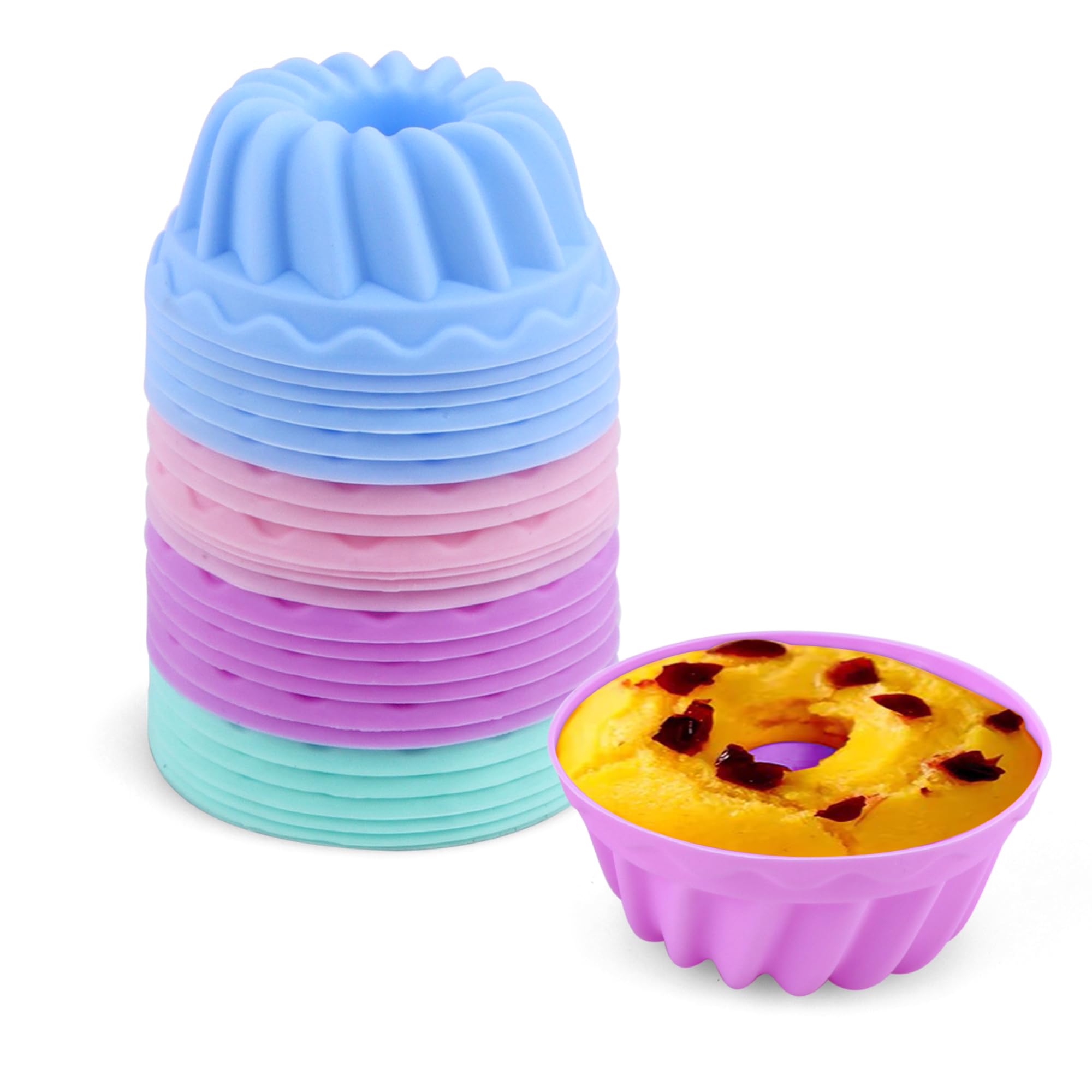 Photo 1 of 24 Pack Silicone Baking Cups Pumpkin Reusable Nonstick Cupcake Liners Food Grade BPA Free Multicolor Mini Cake Molds