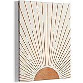 HIWX Boho Sun Framed Canvas Pictures, Boho Wall Art, Sunrise Wall Art Decoration For Bathroom Office Room Bedroom 11x14 (Orange)
