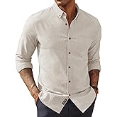 PJ PAUL JONES Mens Classic Fit Linen-Cotton Shirt Button Down Long Sleeve Casual Business Shirts