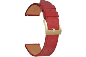 JWNSPA Top Grain Leather Watch Band - Quick Release Brushed Buckle Replacement Strap for Men - Choice of Width -18mm 19mm 20mm 21mm 22mm 23mm 24mm