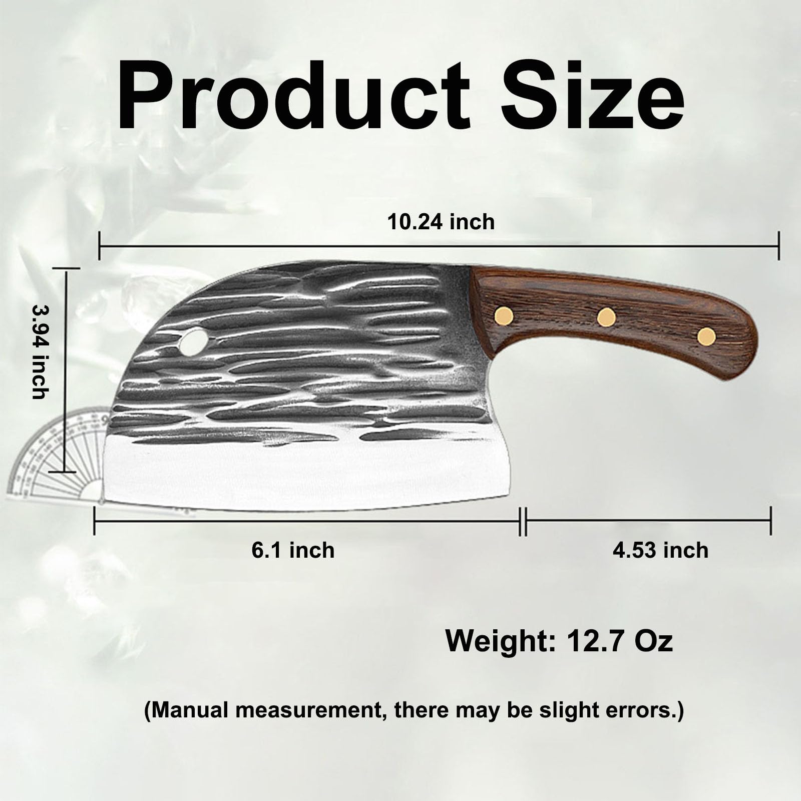 TIANYUE-FONG Meat Cleaver, Professional Chef Knife 6-inch High Carbon Stainless Steel Heavy Duty Butcher Knife for Chopping Meat, Bones & Vegetables, Ergonomic Handle for Chefs & Home Cooking