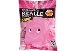 2 Bags x 90g of Bubs Godis Cool Hallonskalle Skum - Original - Swedish - Sour - Cool Raspberry Skull Foam - Gelatine Free - Wine Gums - Candy