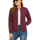 TACVASEN Women's Diamond Quilted Jackets Lightweight Casual Bomber Jacket Warm Winter Coats Full Zip with Pockets