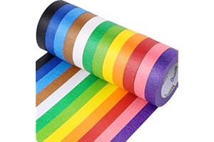 Oleitodh 12 Rolls Colored Masking Tape-1 inch x 660 Yards Painters Tape, Rainbow Colors Rolls Bulk Kids Colorful Paper Marking Tape Decorative Arts Crafts Labeling DIY School Classroom Supplies