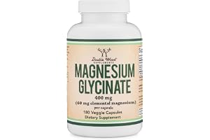 Magnesium Glycinate 400mg | 180 Capsules | Sleep, Muscle, & Heart Support | Vegan, Third Party Tested, Gluten Free, Non-GMO, by Double Wood Supplements