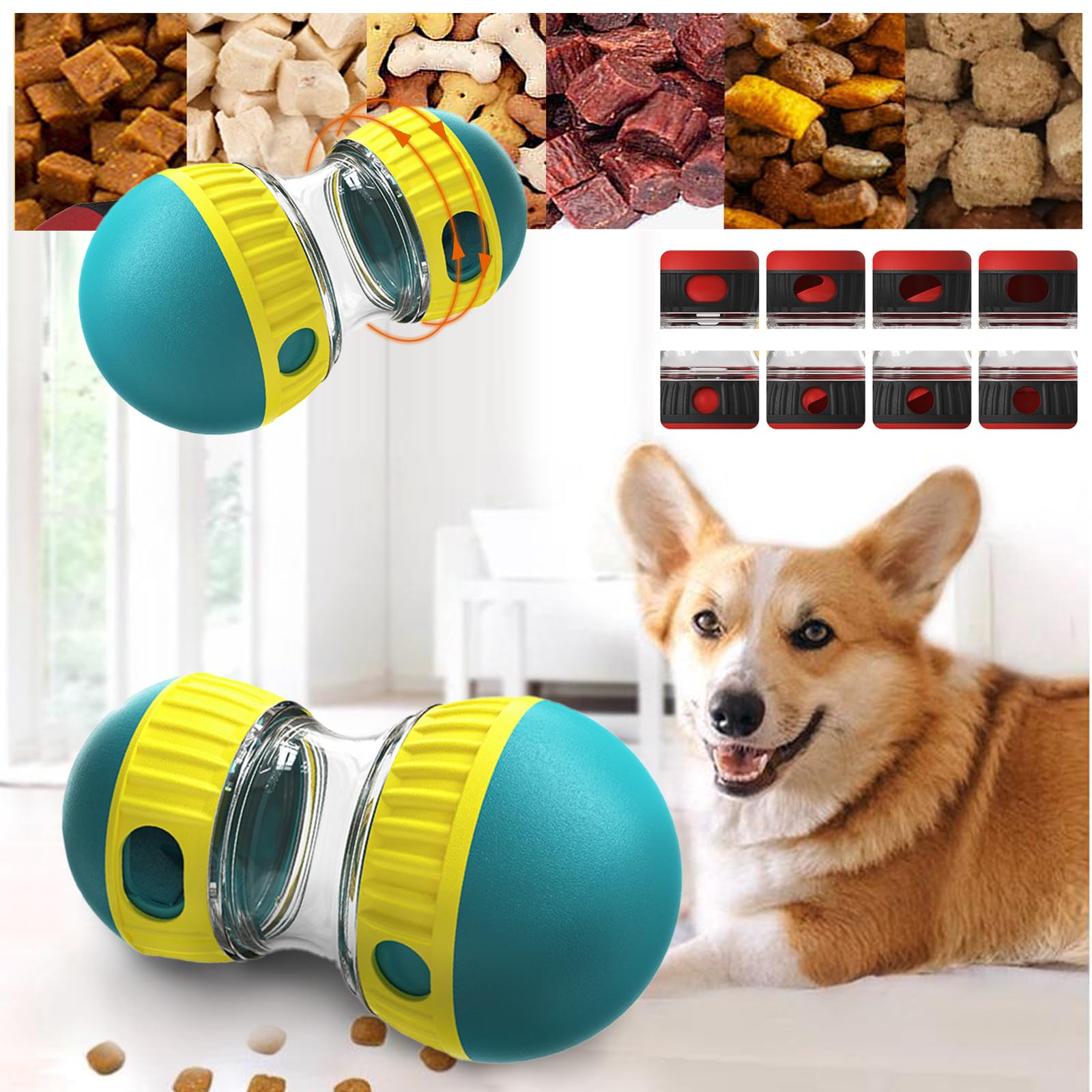Mokeum Interactive Treat Dispenser Dog Toy, Dog Treat Dispensing Puppy Toys, Rolling Dog Treat Dispenser Slow Feeder, Reduce Boredom Improve IQ, for Small Medium Large Dogs (Green)