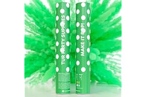 Green Powder Cannons Smoke Bombs Biodegradable Poppers | 2 Pack | Launch up to 25 ft | 12 inch | Decorations For Photoshoots, Gender Reveal, Celebrations, Festivals, and Parties | TUR Party Supplies