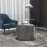 iSTYLE Cord Jumbo Footstool 40x40cm Charcoal Square Ottoman view 3
