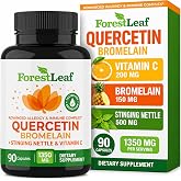 ForestLeaf Quercetin with Bromelain Supplement, 500mg Capsules, 90 Ct | 1350mg Quercetin Complex, Vitamin C &amp; Stinging Nettle | Seasonal Wellness, Immune &amp; Antioxidant | Vegetarian | Made in USA