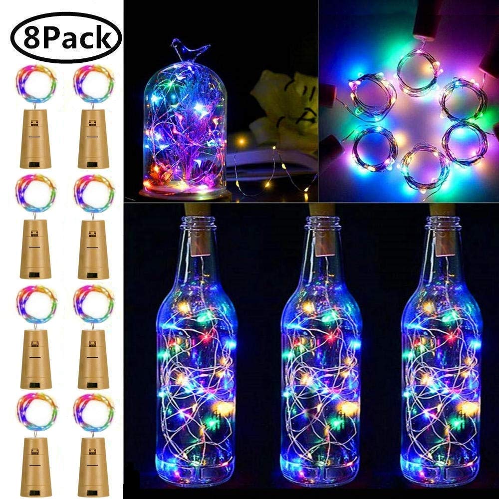 Wine Bottle Lights with Cork, Battery Operated 20 LED Cork Shape Silver