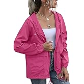 PESION Women's Waterproof Raincoat Lightweight Rain Jacket Hooded Windbreaker with Pocket for Outdoor