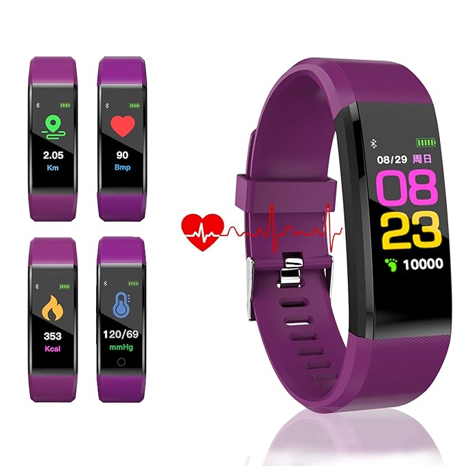 HK Fitness Tracker HR, Activity Tracker Watch with Heart Rate Blood Pressure Monitor Waterproof Smart Bracelet Wrist Band with GPS Step Calorie ...