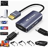 AR Glasses HDMI to USB C Adapter 4K@60Hz, XR Converter with Play and Charge DC 5V, HDMI to USB-C Video Display for XREAL One/Air 2 Pro/VITURE/RayNeo/Rokid, Switch 2/1, PS5/4, Xbox, Portable Monitor