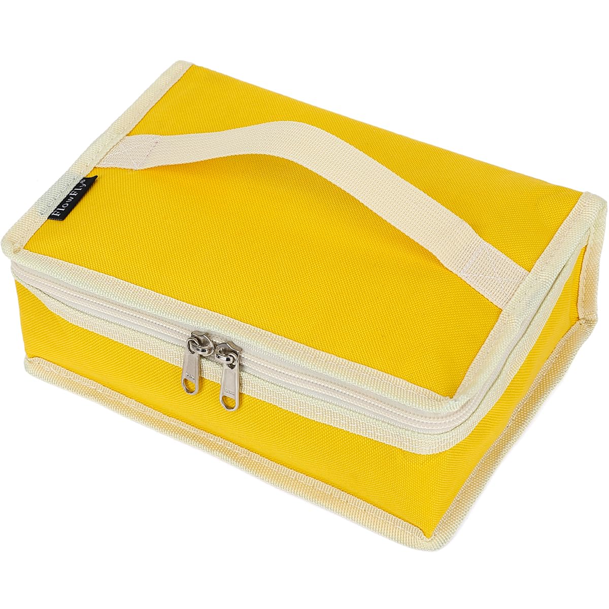 Photo 1 of FlowFly Small Insulated Lunch box Portable Soft Bag Mini Cooler Thermal Meal Tote Kit with Handle for Work & School, Bright Yellow