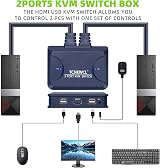 TCNEWCL 4K HDMI KVM Switch 2 Port USB PC Selector 1 Monitor Mouse Keyboard view 2