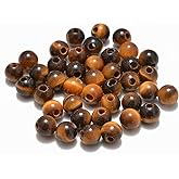 AD Beads Natural Gemstone 8mm Round Loose Beads Big Hole 2.5mm Sized 40pcs (Yellow Tiger's Eye)