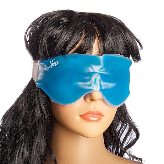 SoulGenie Relaxing Gel Blue Eye Mask With Strap-On Velcro Cooling Relaxation For Tired Eyes