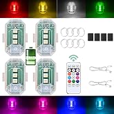 4PCS Wireless LED Strobe Lights with Remote Control 8-Color Warning Lights | Upgraded 350mAh Battery 3LED High Brightness Waterproof Anti-Collision Warning Lights for Car, Motorcycle, Drone, Truck, Bike