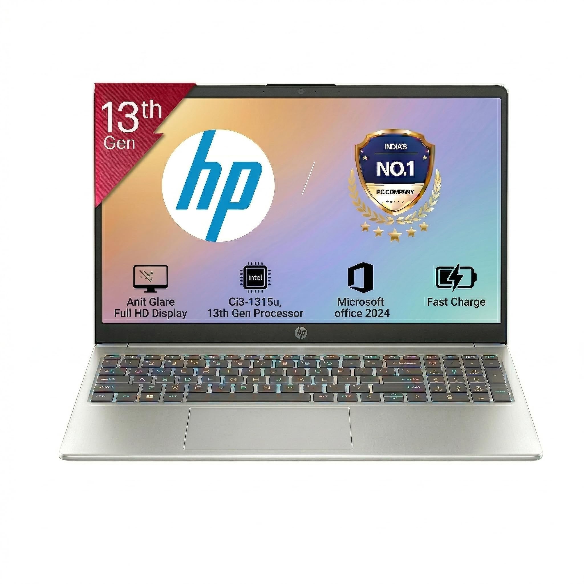 HP 15, 13th Gen Intel Core i3-1315U Laptop (8GB DDR4,512GB SSD) Anti-Glare, Micro-Edge,15.6''/39.6cm, FHD, Win11,M365 Basic(1yr),Office Home24, Silver,1.59kg, FHD Camera w/Privacy Shutter, fd0569TU