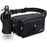 Afreter Fanny Pack Waterproof Waist Bag Pack Men Women Hip Bum Bag With Water Bottle Holder Adjustable Strap Suitable For Outdoors Workout Traveling Hiking Cycling Dog Walking Pouch Bag(black)