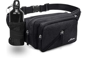 Afreter Fanny Pack Waterproof Waist Bag Pack Men Women Hip Bum Bag With Water Bottle Holder Adjustable Strap Suitable For Outdoors Workout Traveling Hiking Cycling Dog Walking Pouch Bag(black)